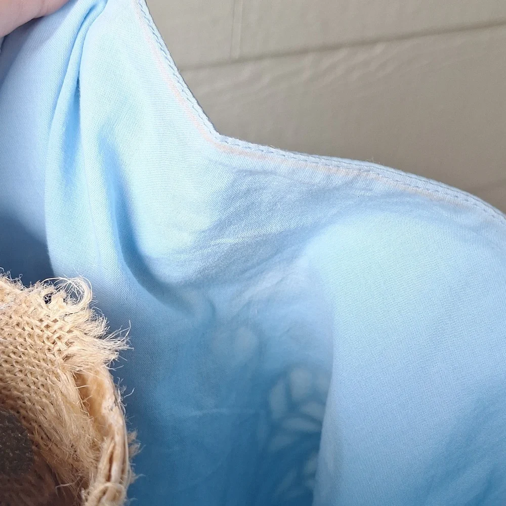 Farm Rio Richelieu Light Blue And Green Cropped Scalloped Hem Top Size XL Cotton - Picture 13 of 15